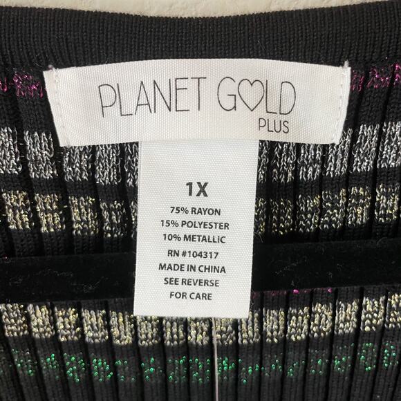 NWT Planet Gold Junior Stripe Metallic Sleeveless Mini Dress Plus Size 1X New - Picture 9 of 10